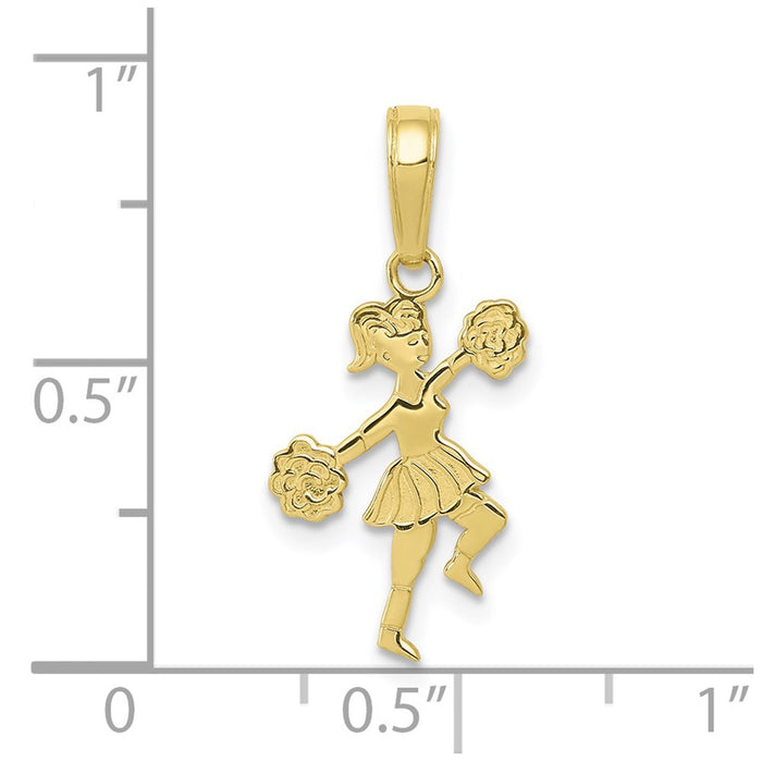 Million Charms 10K Yellow Gold Themed Cheerleader With Pom-Poms Pendant