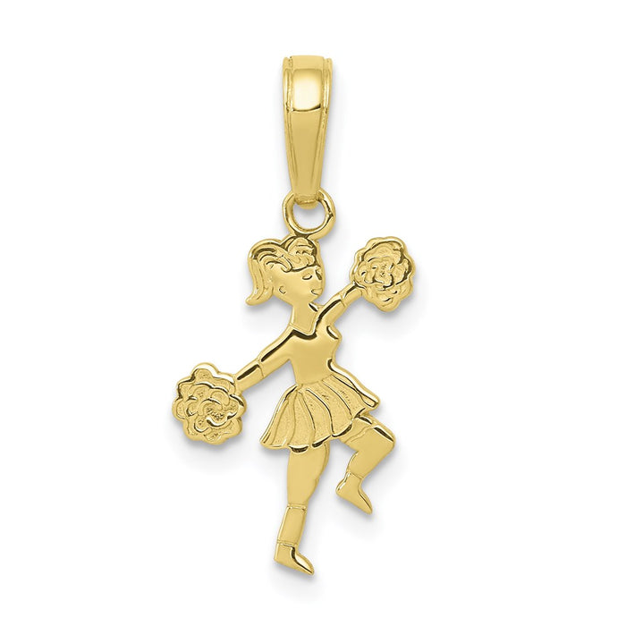 Million Charms 10K Yellow Gold Themed Cheerleader With Pom-Poms Pendant