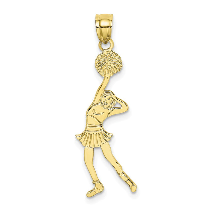 Million Charms 10K Yellow Gold Themed Cheerleader With Hand On Head Pendant