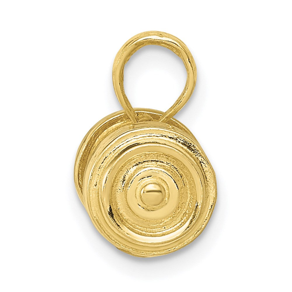 Million Charms 10K Yellow Gold Themed 3-D Single Barbell Pendant