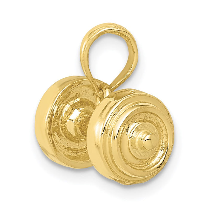 Million Charms 10K Yellow Gold Themed 3-D Single Barbell Pendant