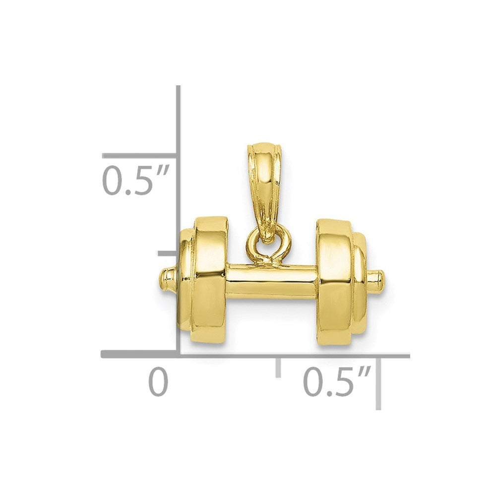 Million Charms 10K Yellow Gold Themed 3-D Single Barbell Pendant