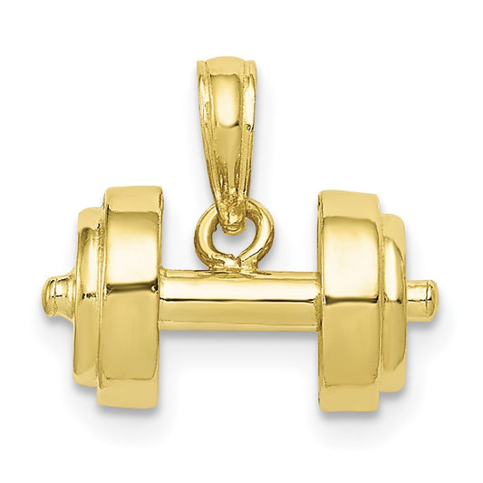 Million Charms 10K Yellow Gold Themed 3-D Single Barbell Pendant
