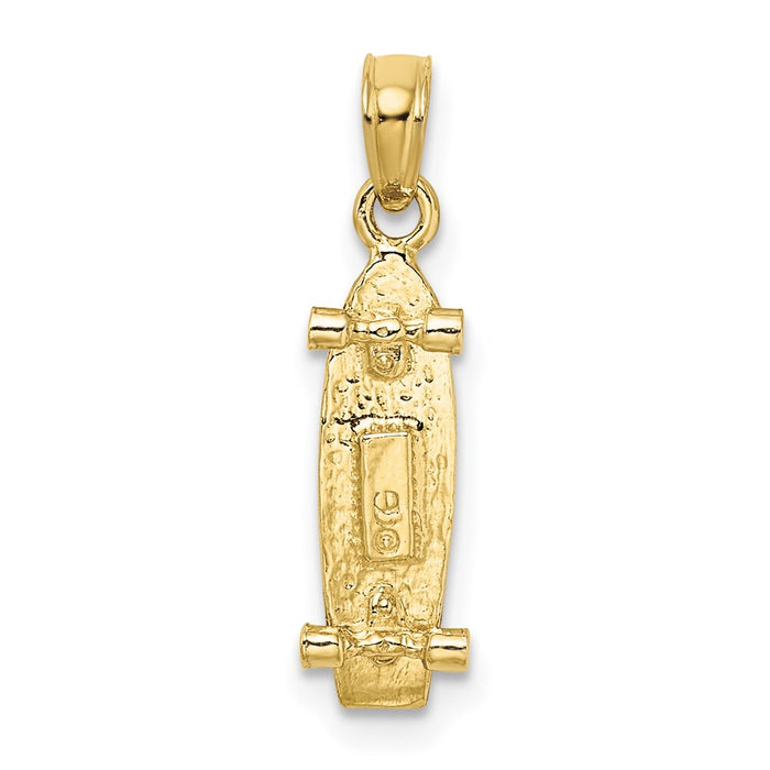 Million Charms 10K Yellow Gold Themed 3-D Skate Board Charm