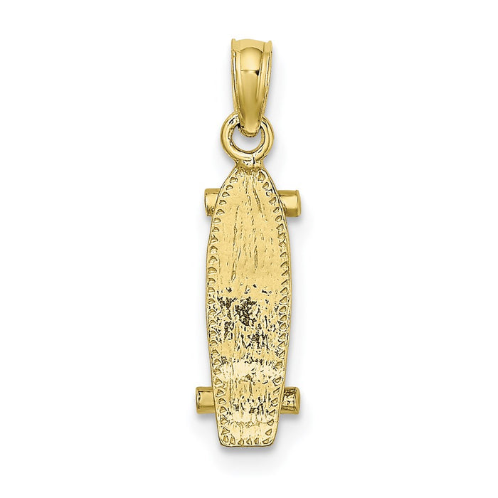 Million Charms 10K Yellow Gold Themed 3-D Skate Board Charm