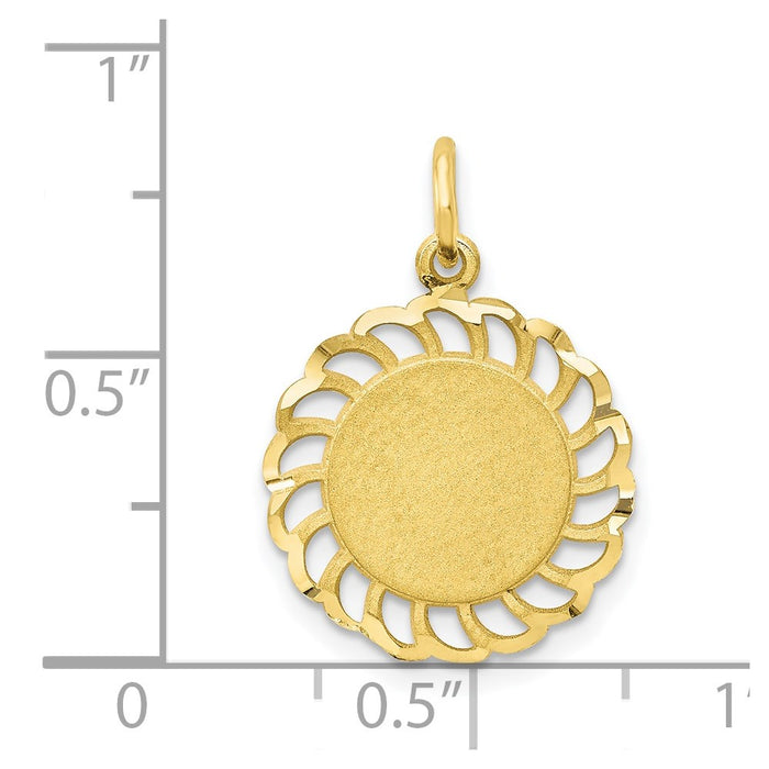 Million Charms 10K Yellow Gold Themed Circle With Filigree Edges Charm