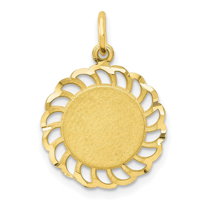 Million Charms 10K Yellow Gold Themed Circle With Filigree Edges Charm