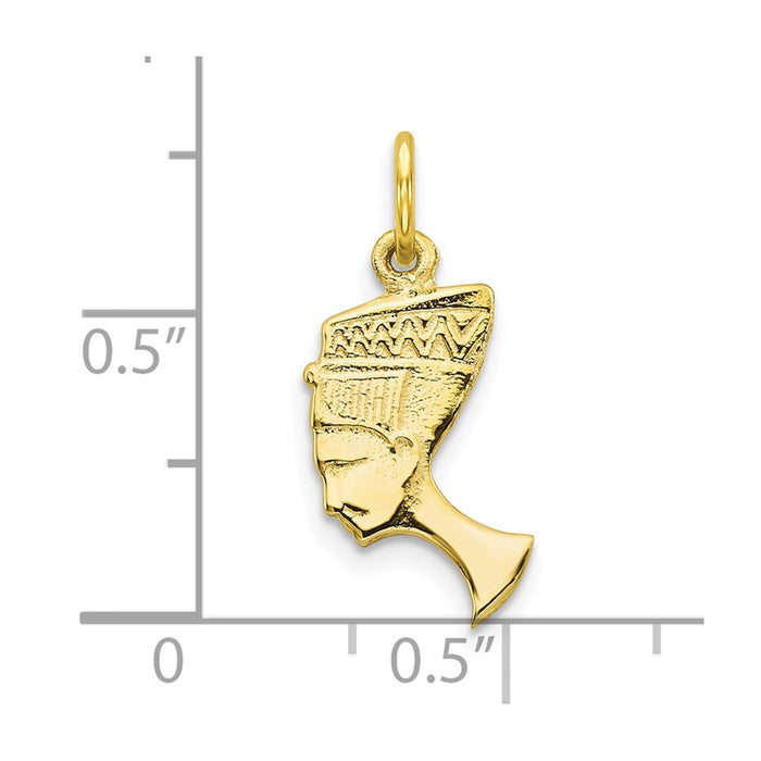 Million Charms 10K Yellow Gold Themed Solid Bust Of Nefertiti Charm
