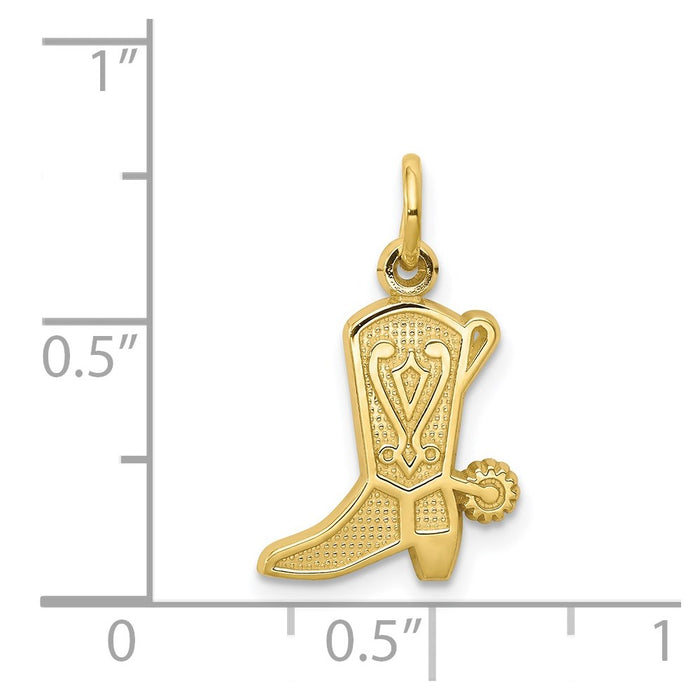 Million Charms 10K Yellow Gold Themed Solid Polished Cowboy Boot Charm