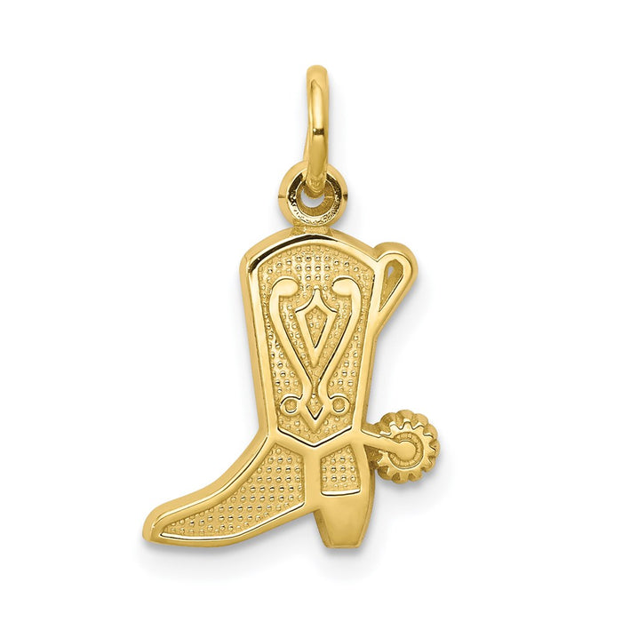 Million Charms 10K Yellow Gold Themed Solid Polished Cowboy Boot Charm