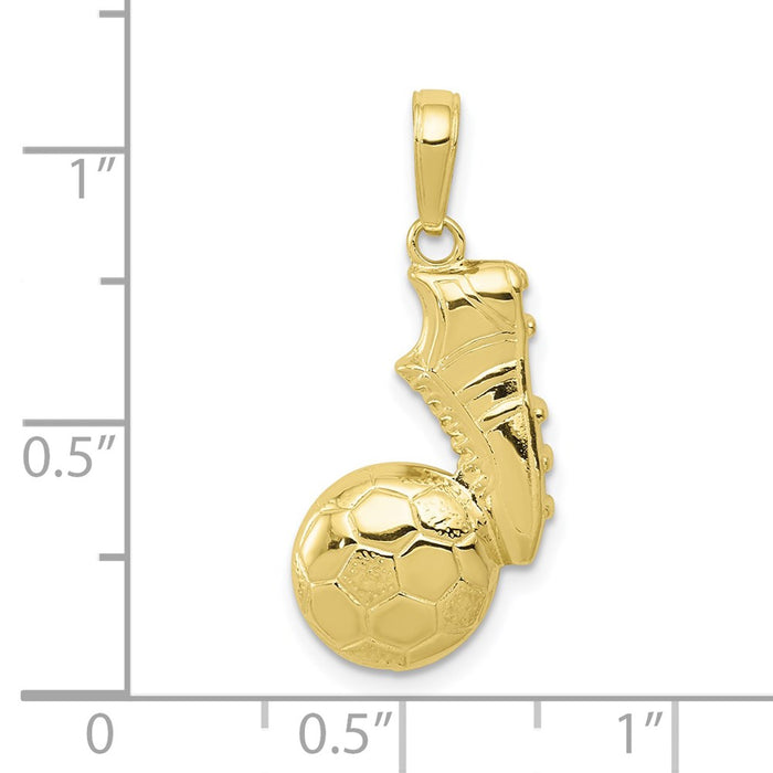 Million Charms 10K Yellow Gold Themed Sports Soccer Ball, Shoe Pendant