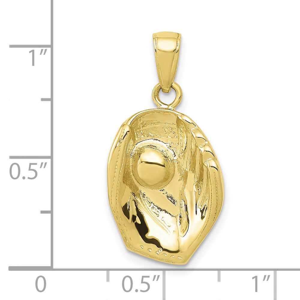 Million Charms 10K Yellow Gold Themed Sports Baseball Glove, Ball Pendan