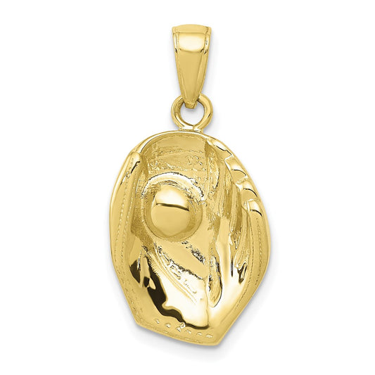 Million Charms 10K Yellow Gold Themed Sports Baseball Glove, Ball Pendan