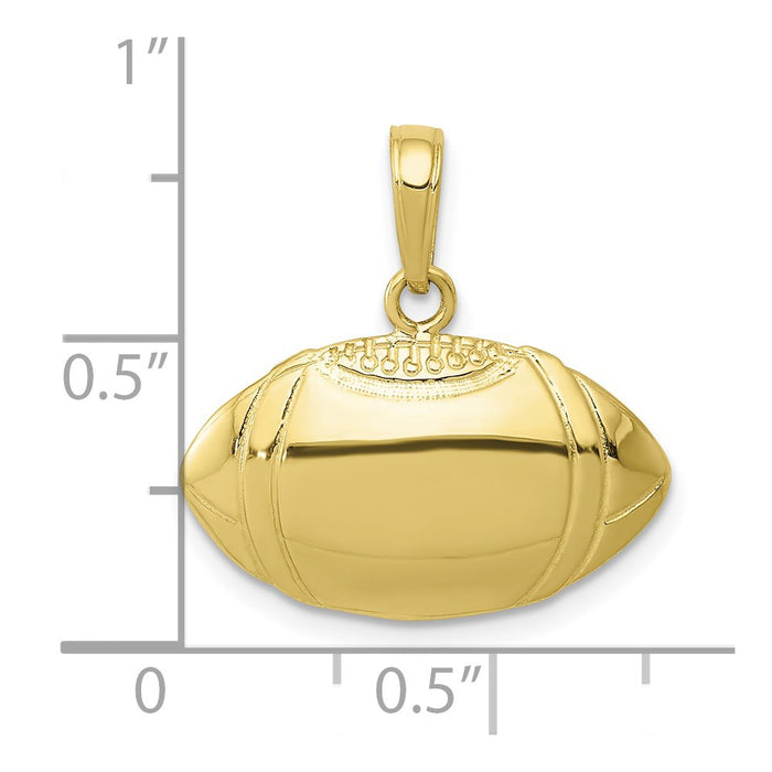 Million Charms 10K Yellow Gold Themed Sports Football Profile Pendant