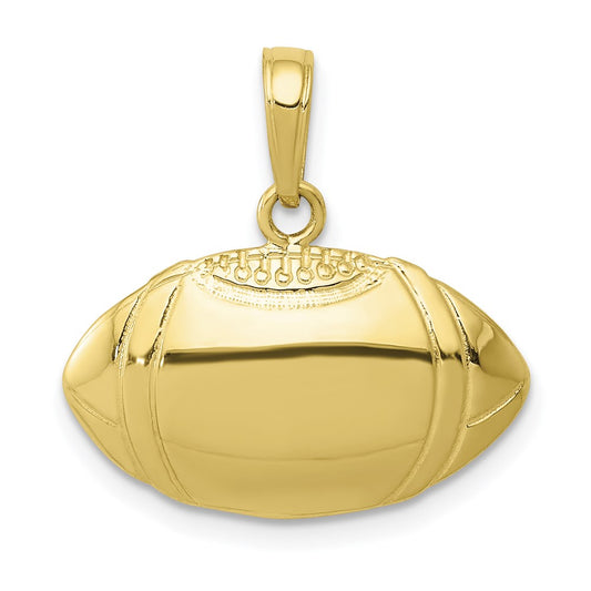 Million Charms 10K Yellow Gold Themed Sports Football Profile Pendant
