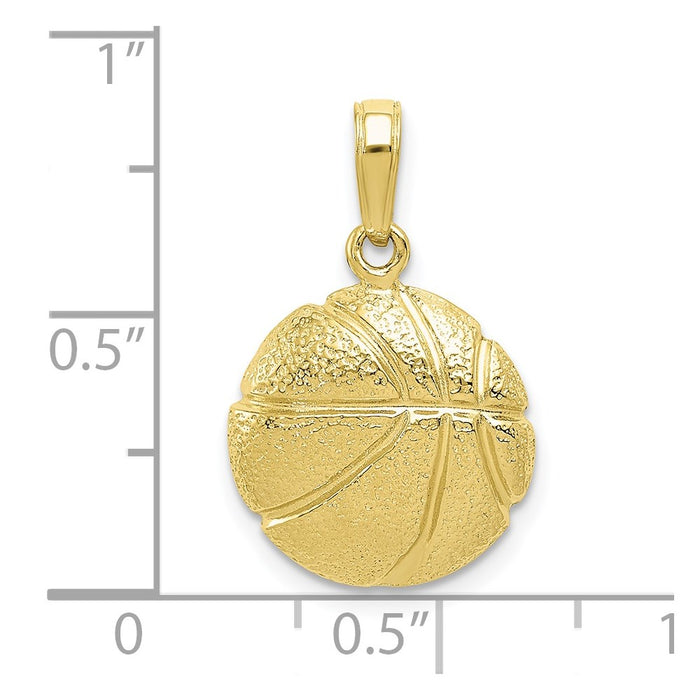 Million Charms 10K Yellow Gold Themed Sports Basketball Pendant