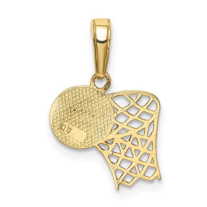 Million Charms 10K Yellow Gold Themed Sports Basketball Hoop, Ball Penda