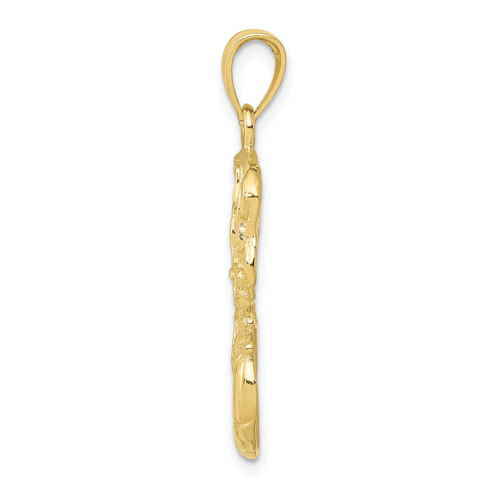 Million Charms 10K Yellow Gold Themed Swoosh Sports Basketball, Net Pendant