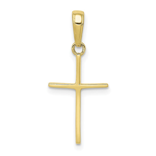 Million Charms 10K Yellow Gold Themed Polished Relgious Cross Pendant