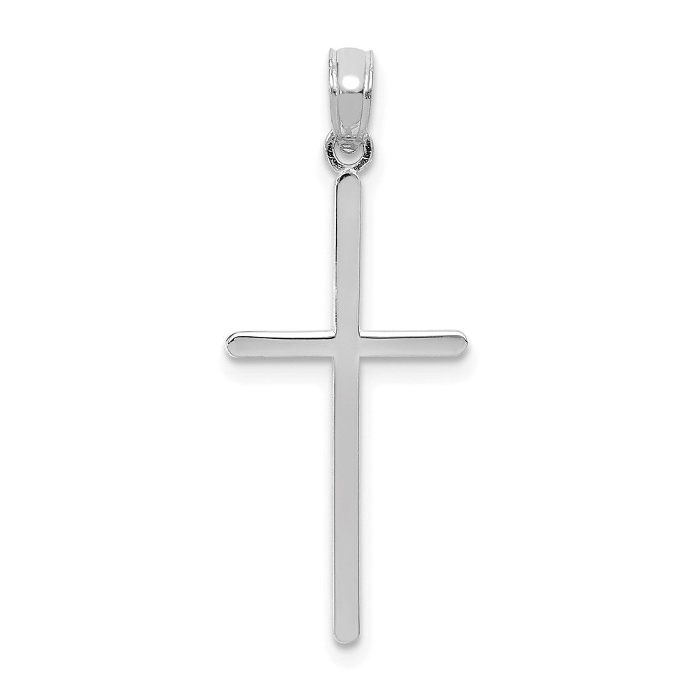 Million Charms 10K White Gold Themed Polished Relgious Cross Pendant