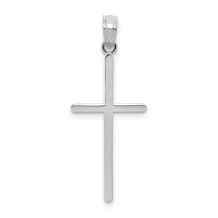 Million Charms 10K White Gold Themed Polished Relgious Cross Pendant