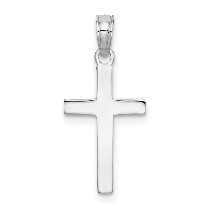 Million Charms 10K White Gold Themed Polished Relgious Cross Pendant