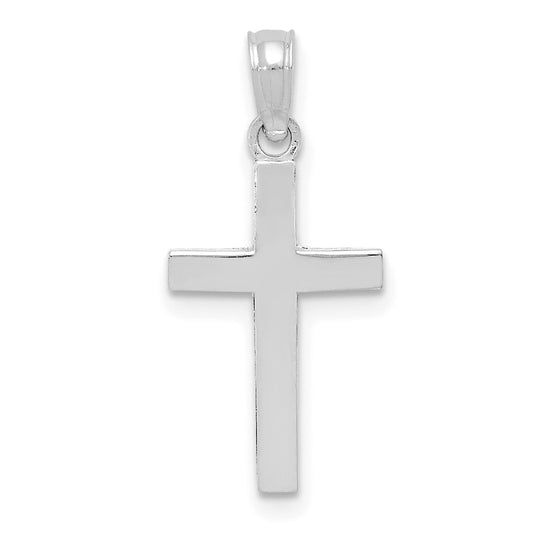 Million Charms 10K White Gold Themed Polished Relgious Cross Pendant