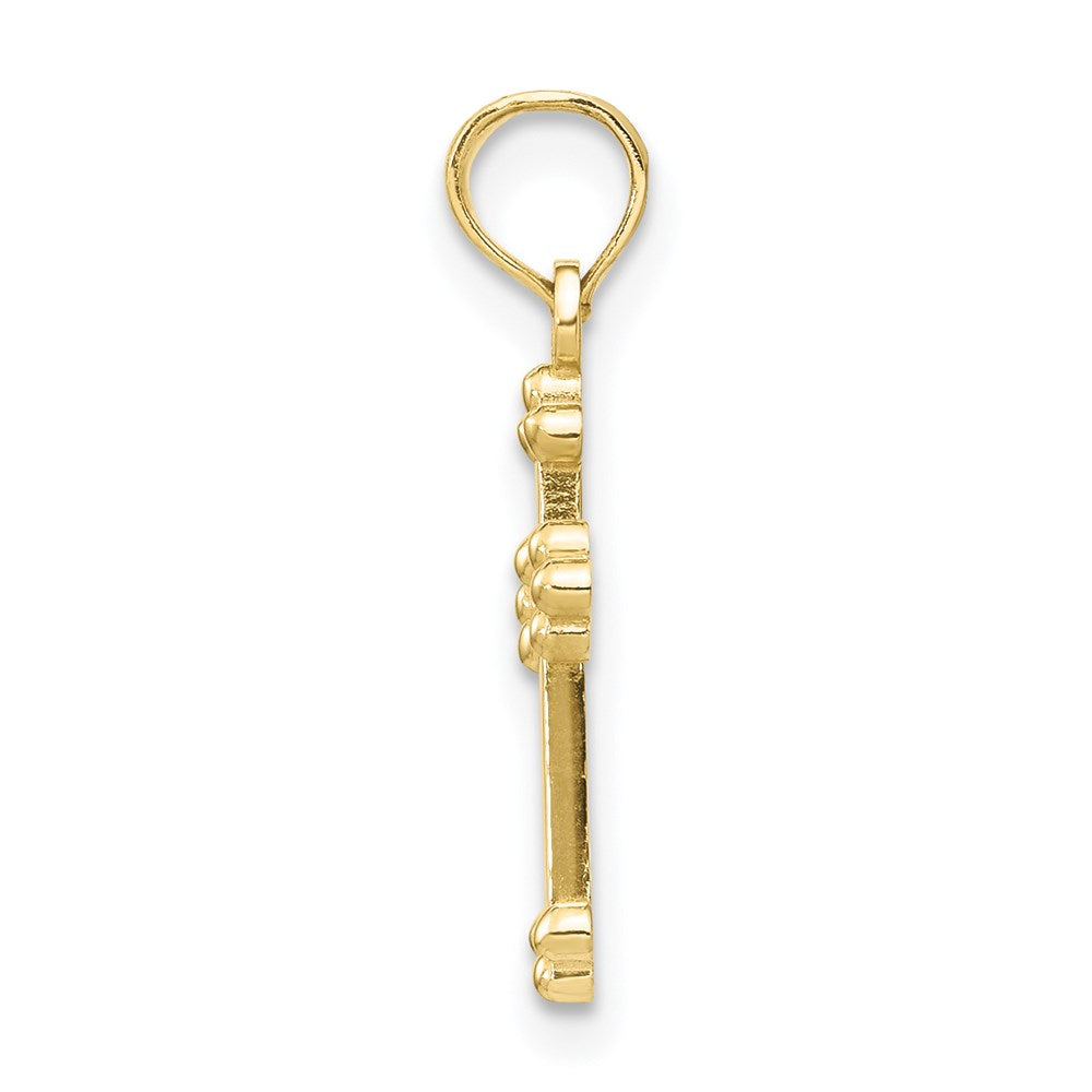 Million Charms 10K Yellow Gold Themed Budded Relgious Cross Charm