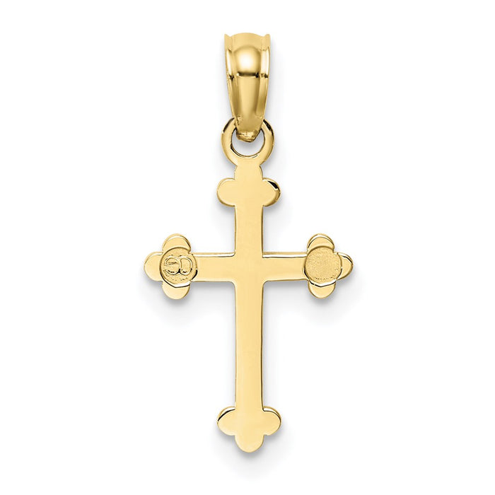 Million Charms 10K Yellow Gold Themed Budded Relgious Cross Charm