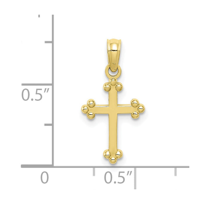 Million Charms 10K Yellow Gold Themed Budded Relgious Cross Charm