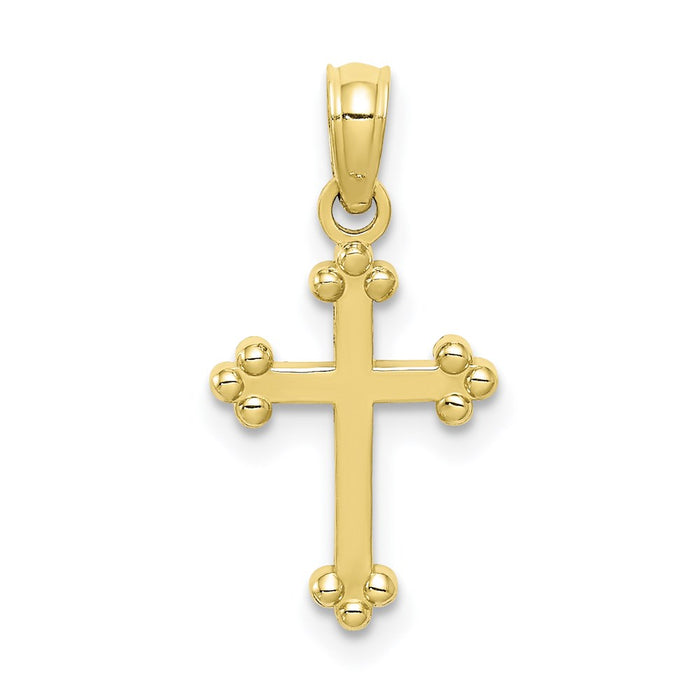 Million Charms 10K Yellow Gold Themed Budded Relgious Cross Charm