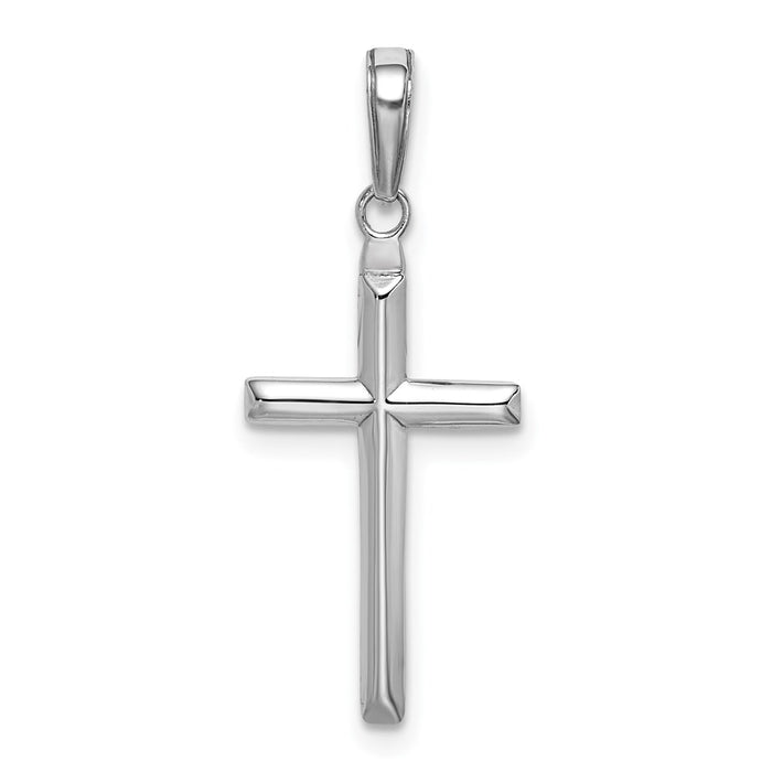 Million Charms 10K White Gold Themed Reversible Latin Relgious Cross Pendant