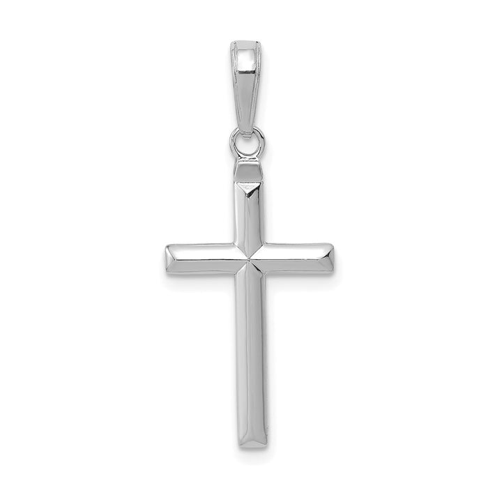 Million Charms 10K White Gold Themed Reversible Latin Relgious Cross Pendant