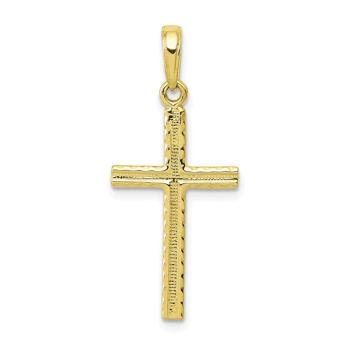 Million Charms 10K Yellow Gold Themed Latin Relgious Cross Pendant