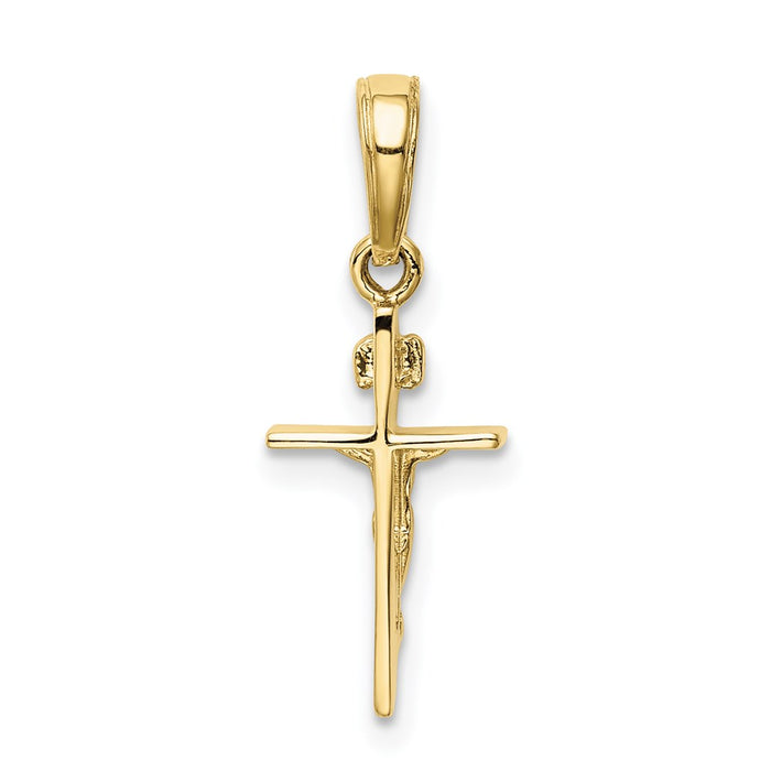 Million Charms 10K Yellow Gold Themed Small Inri Relgious Crucifix Pendant