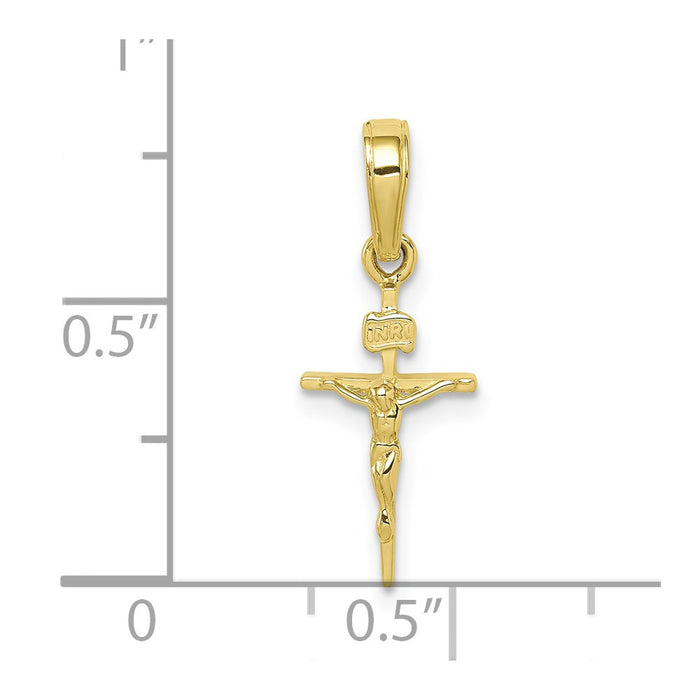 Million Charms 10K Yellow Gold Themed Small Inri Relgious Crucifix Pendant