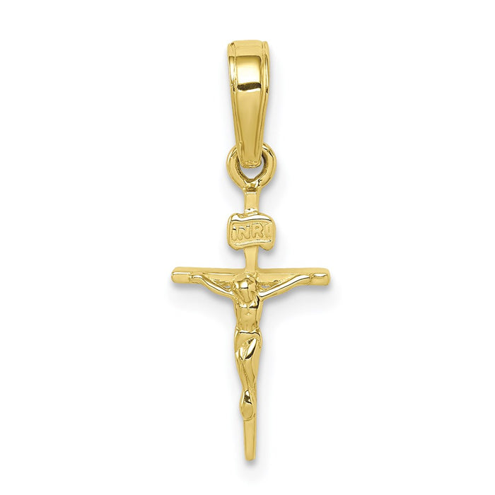 Million Charms 10K Yellow Gold Themed Small Inri Relgious Crucifix Pendant