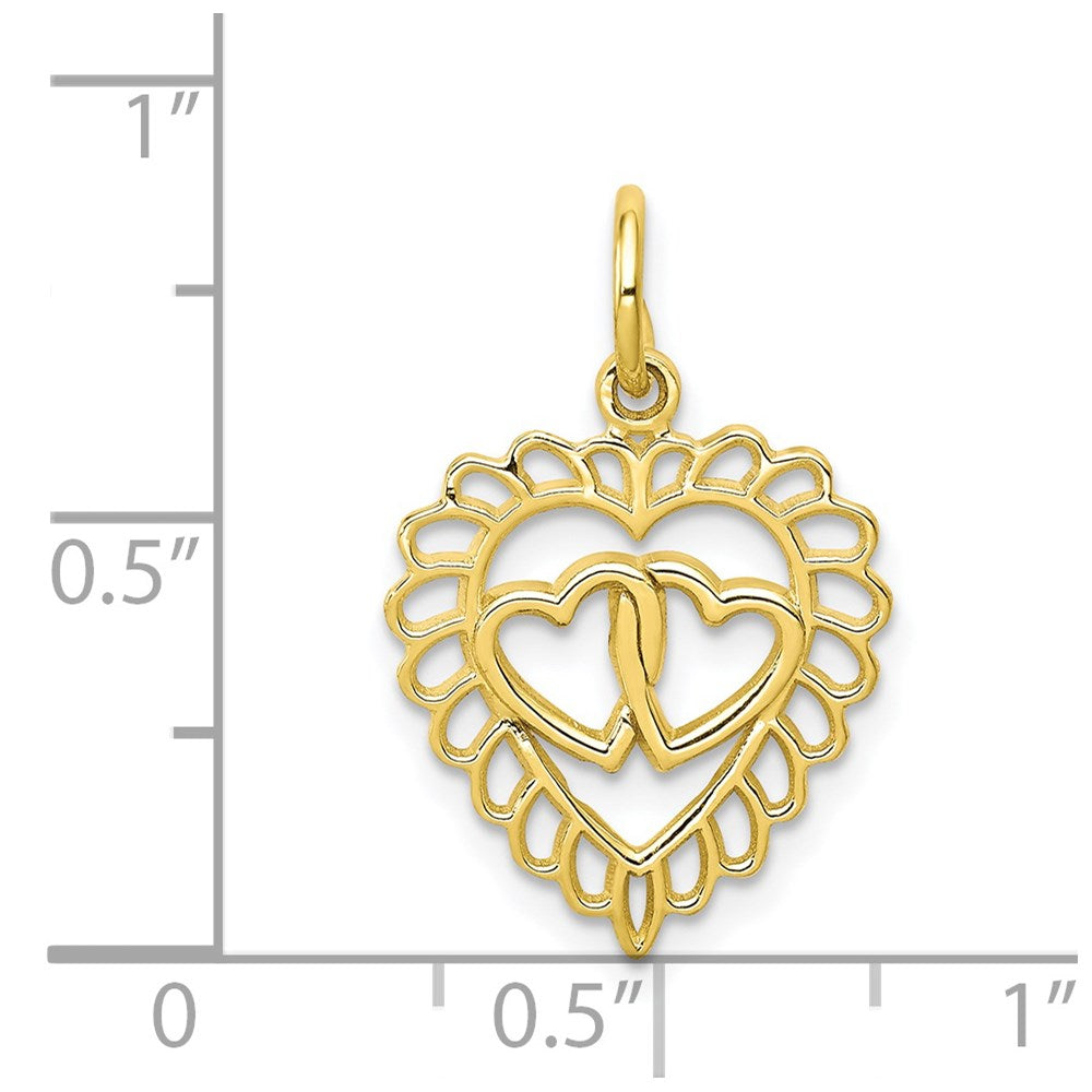 Million Charms 10K Yellow Gold Themed Heart Charm