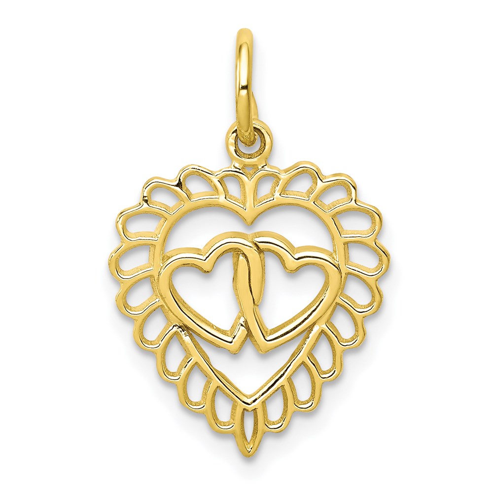 Million Charms 10K Yellow Gold Themed Heart Charm