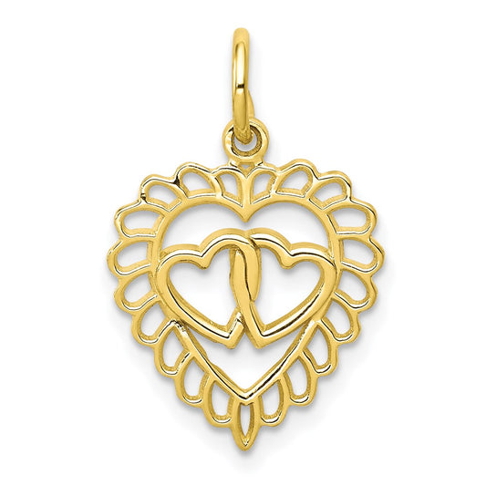 Million Charms 10K Yellow Gold Themed Heart Charm
