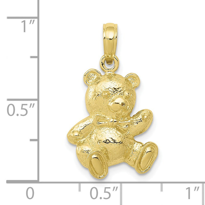 Million Charms 10K Yellow Gold Themed Teddy Bear Pendant
