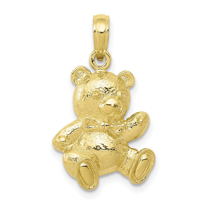 Million Charms 10K Yellow Gold Themed Teddy Bear Pendant