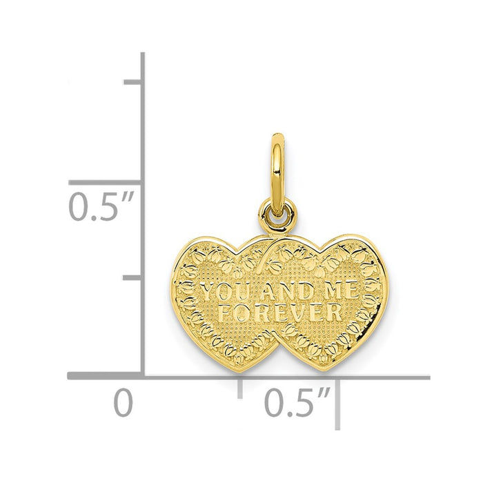 Million Charms 10K Yellow Gold Themed You & Me Forever Heart Charm