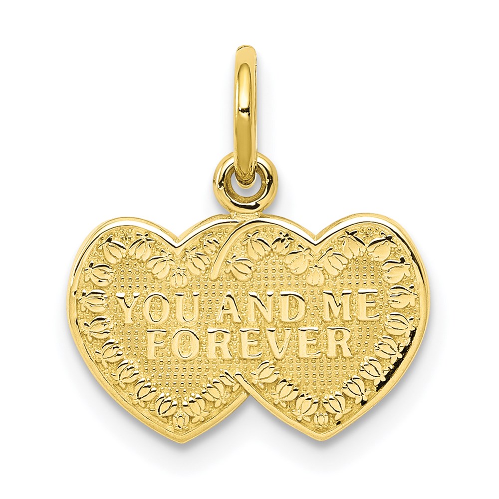 Million Charms 10K Yellow Gold Themed You & Me Forever Heart Charm