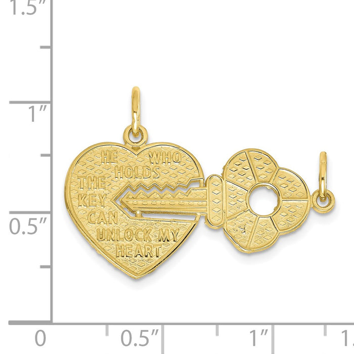 Million Charms 10K Yellow Gold Themed Heart & Key Charm