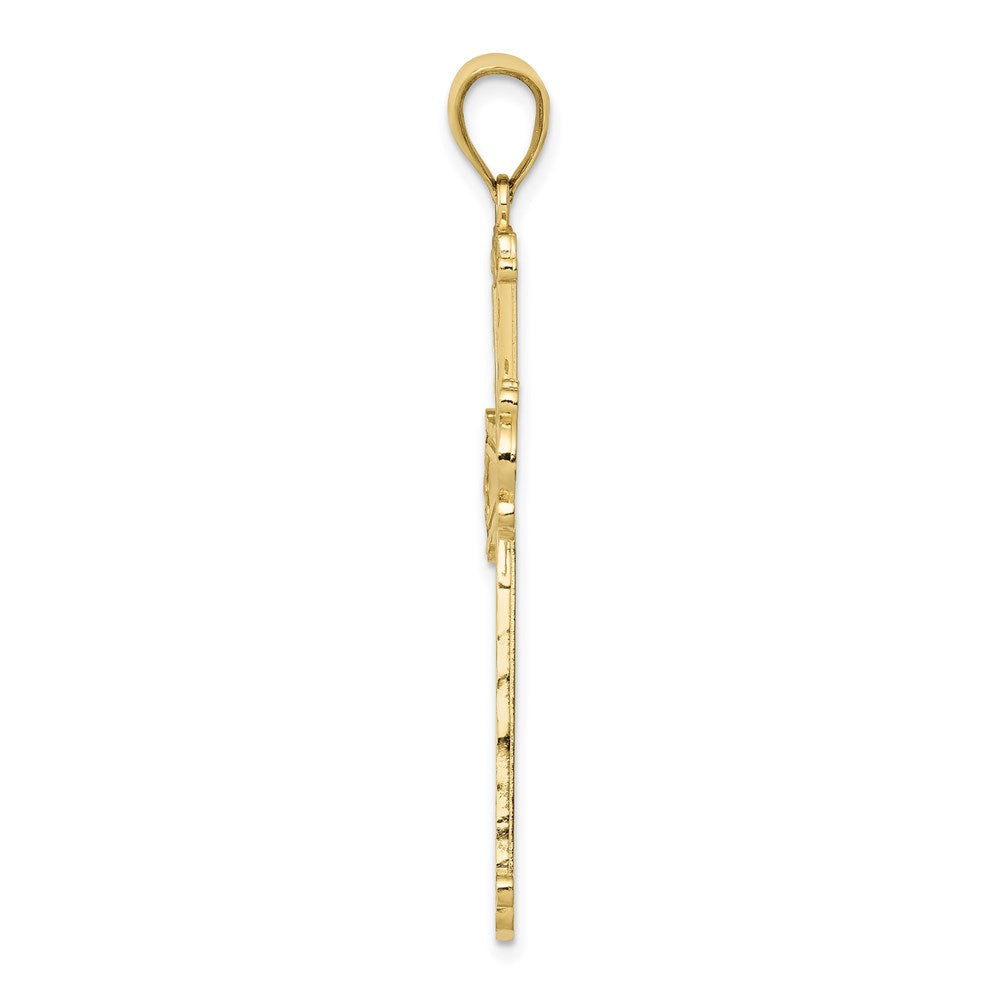 Million Charms 10K Yellow Gold Themed Diamond-Cut Relgious Cross Pendant