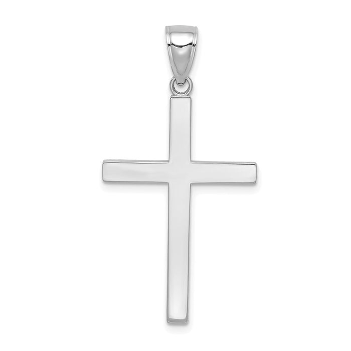 Million Charms 10K White Gold Themed Polished Relgious Cross Pendant