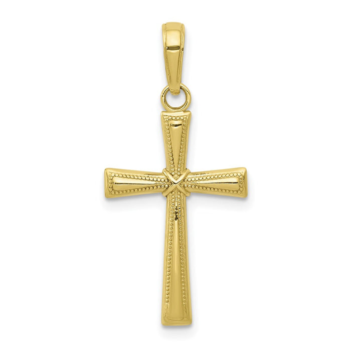 Million Charms 10K Yellow Gold Themed Diamond-Cut X Relgious Cross Pendant