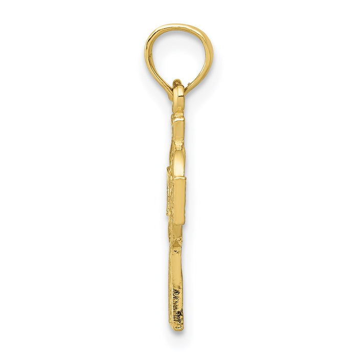 Million Charms 10K Yellow Gold Themed Celtic Relgious Cross With Eternity Circle Pendant