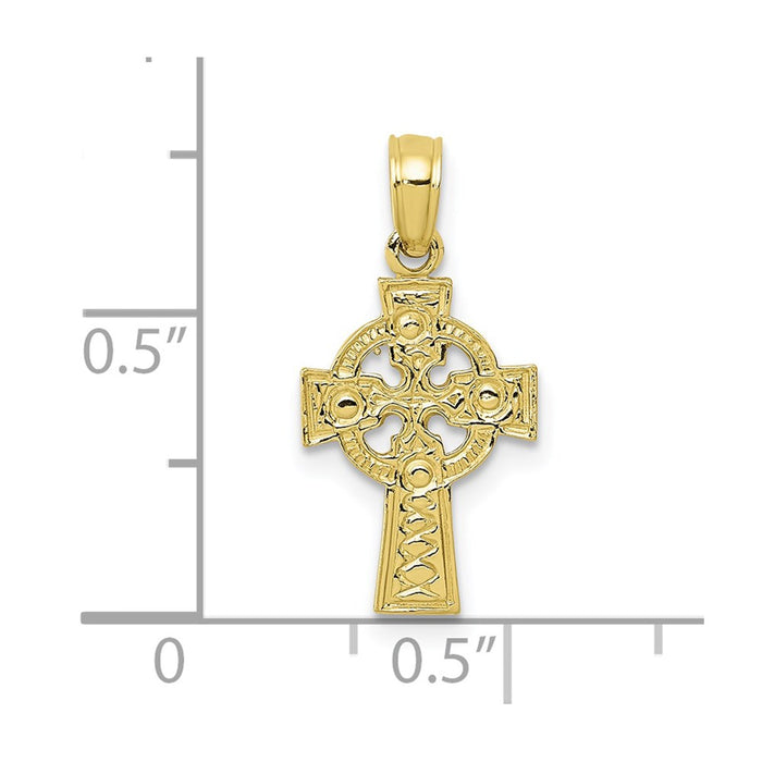 Million Charms 10K Yellow Gold Themed Celtic Relgious Cross With Eternity Circle Pendant